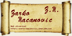 Žarko Macanović vizit kartica